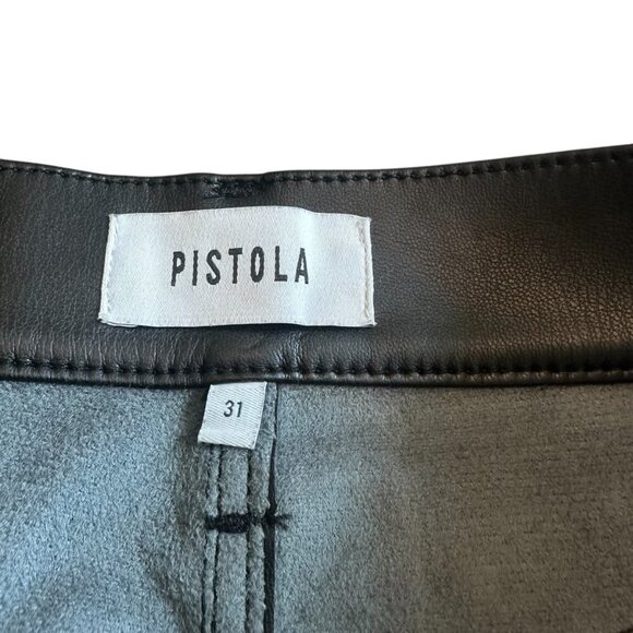 Pistola Rhea Black Faux Vegan Leather Mini Skirt Cargo Pockets Size 31 Women's - Picture 8 of 14